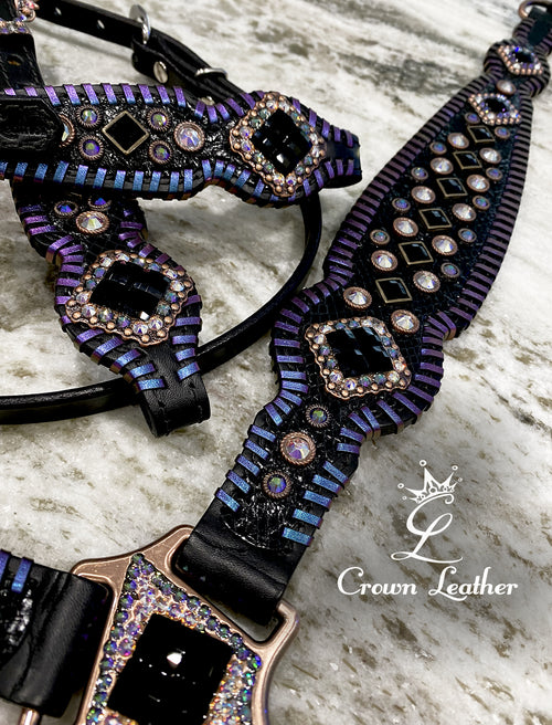 Black Starry Night Color Shifting Whipstitch & Crystal Tack Set image 4