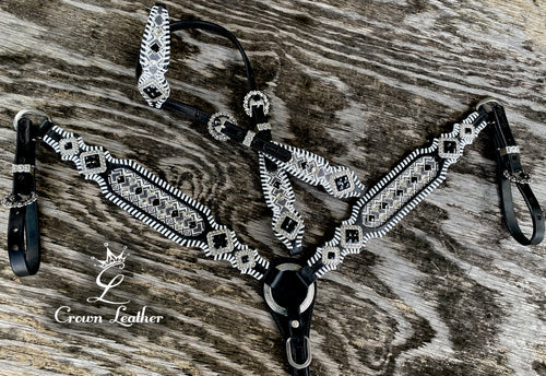 Black & White Aztec Whipstitch Tack Set image 1