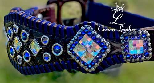 2023 Metallic Blue Whipstitch Crystal Halter image 1