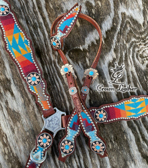 2014 Turquoise Flower Pendleton Wool Set (One of a Kind) image 0