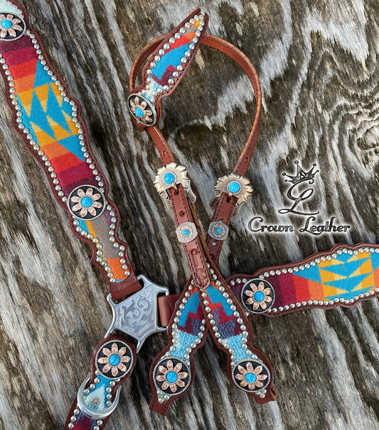 2014 Turquoise Flower Pendleton Wool Set (One of a Kind) image 0