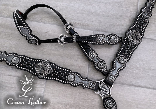 Black Elephant & Hematite Clover Set image 3