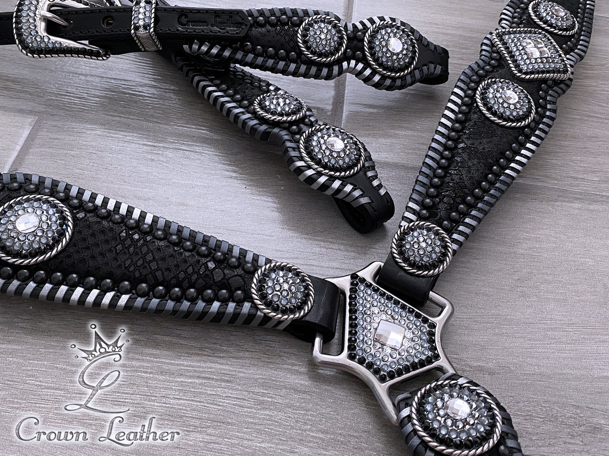 Black & Silver Ombre Whipstitch Crystal Tack Set image 2