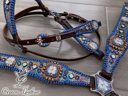 Oil Slick & Blue Whipstitch Tack Set image 2