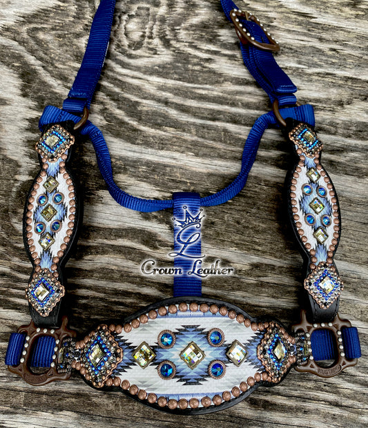 2016 Style Blue & White Navajo Crystal Halter image 1