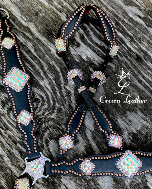 Black on Black AB Crystal Double Ear Set image 0