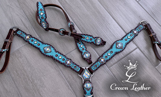 Turquoise Sparkle & Metallic Purple Tack Set image 1