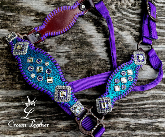 2016 Style Turquoise & Metallic Purple Whipstitch Halter image 2