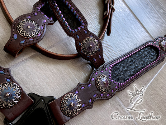 Purple, Pink & Turq. Color Shifting Lace, Buckles & Conchos image 2