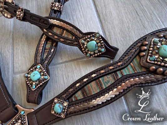 Kingman Turquoise & Brown Ombre Laced Tack Set image 1