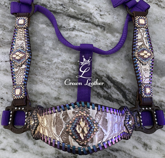 Copper Silver Croc Color Shifting Whipstitch Halter image 2