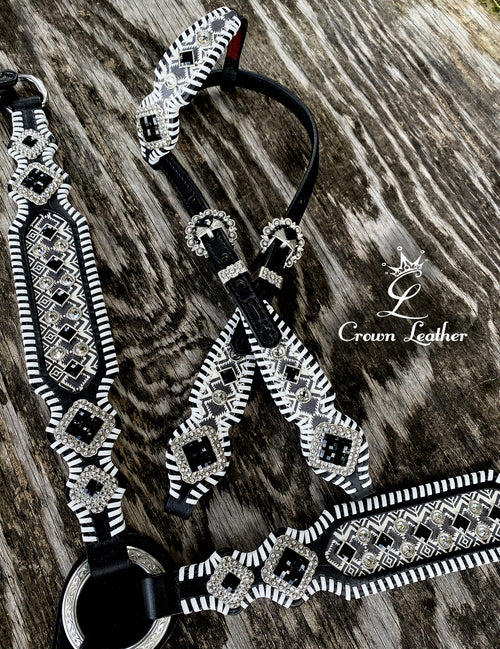 Black & White Aztec Whipstitch Tack Set image 3