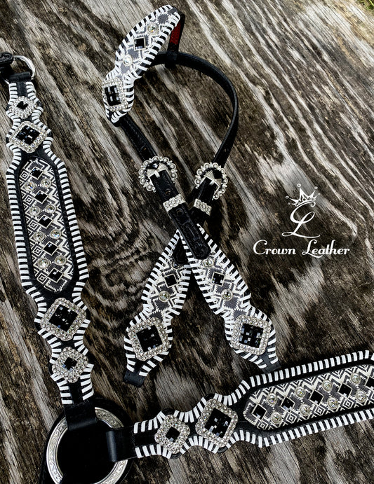 Black & White Aztec Whipstitch Tack Set image 3