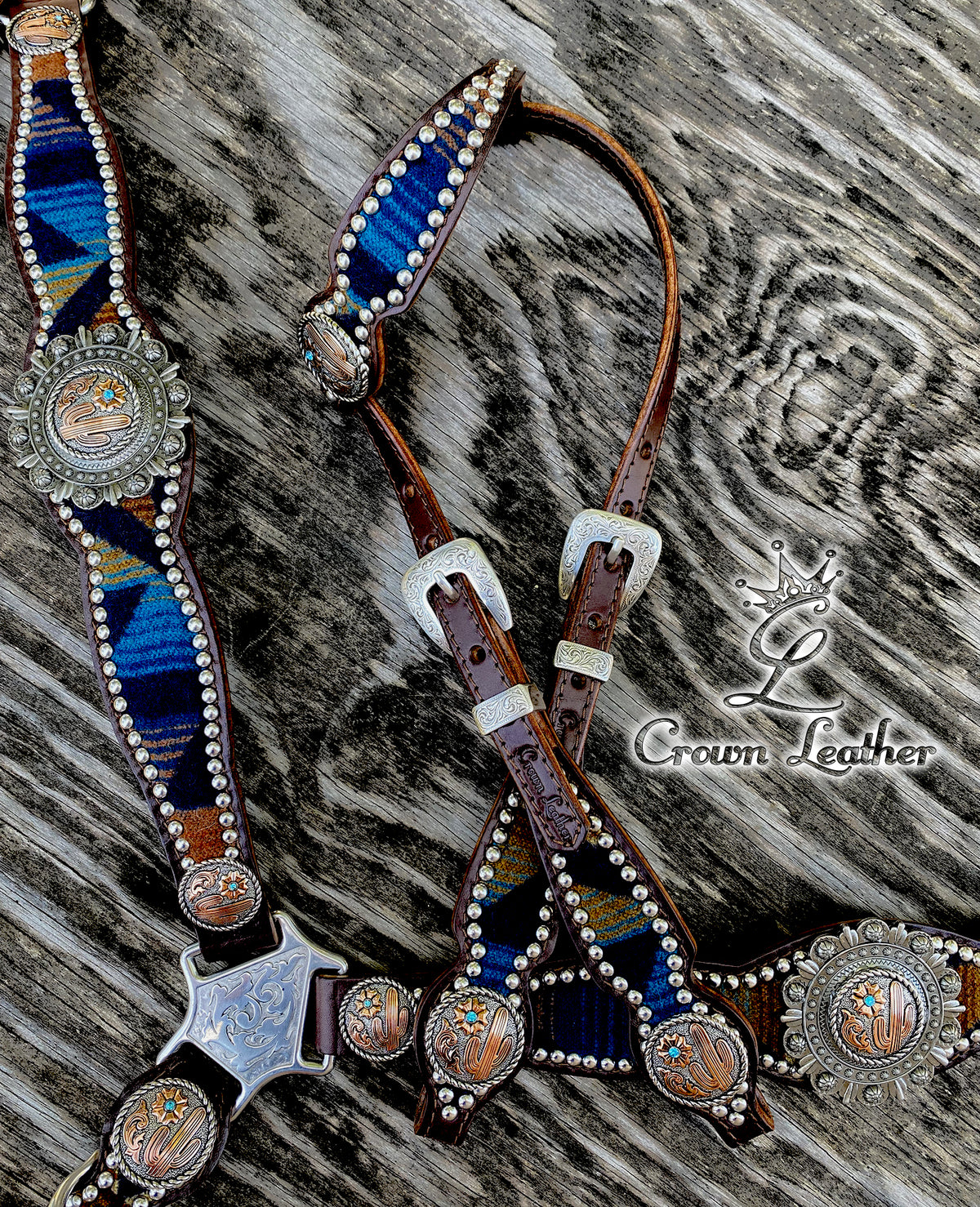 2014-1 Navy Multi Color Pendleton Wool Tack Set image 0