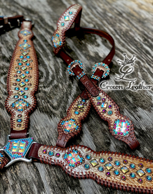 Copper, Gold & Silver Crystal Whipstitch (One of a Kind) image 0