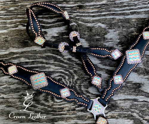 Black on Black AB Crystal Double Ear Set image 2