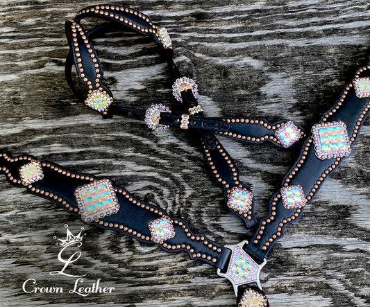 Black on Black AB Crystal Double Ear Set image 2