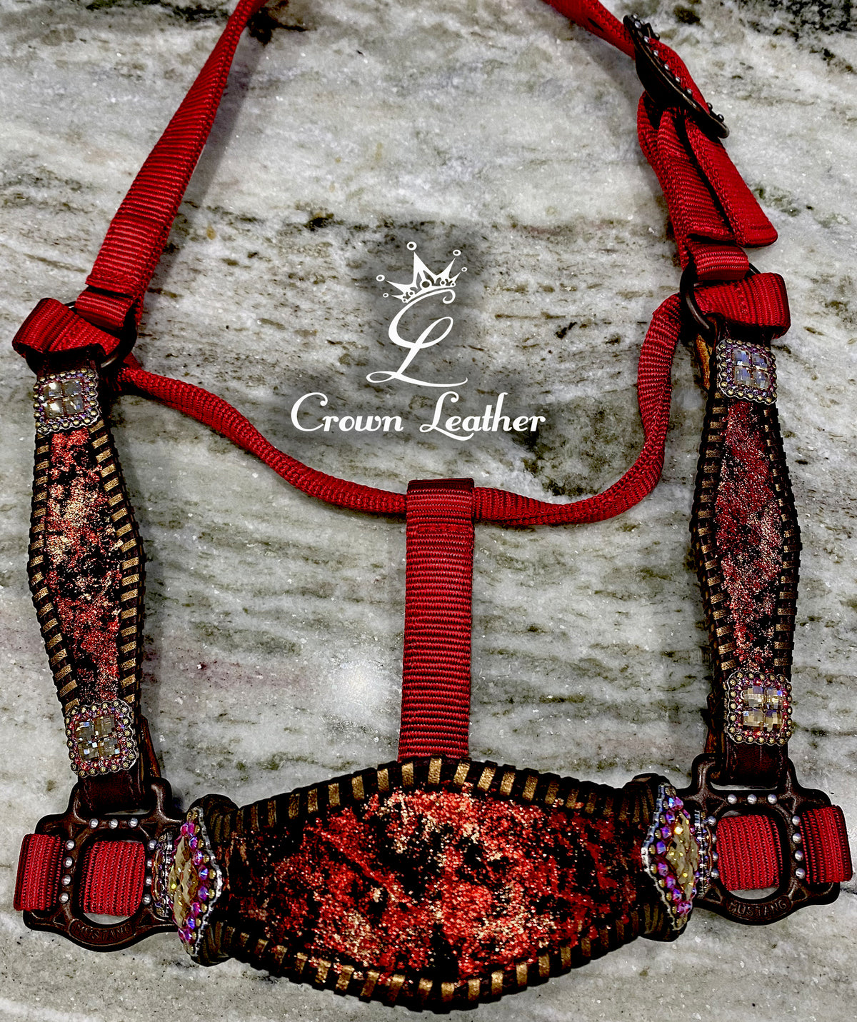 Metallic Red & Bronze Whipstitch Halter image 2