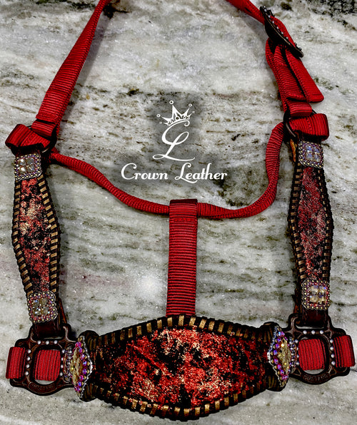 Metallic Red & Bronze Whipstitch Halter image 2