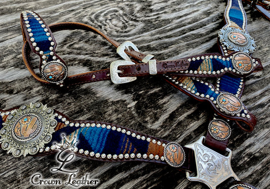 2014-1 Navy Multi Color Pendleton Wool Tack Set image 3