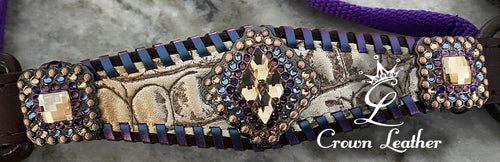 Copper Silver Croc Color Shifting Whipstitch Halter image 3