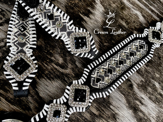 Black & White Aztec Whipstitch Tack Set image 0