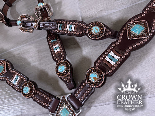 Kingman Turquoise & Crystal Laced Tack Set image 2