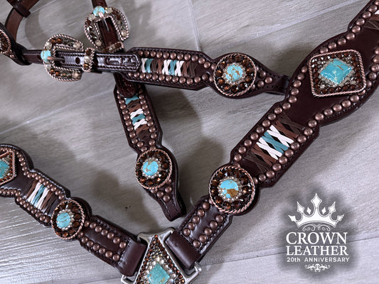 Kingman Turquoise & Crystal Laced Tack Set image 2
