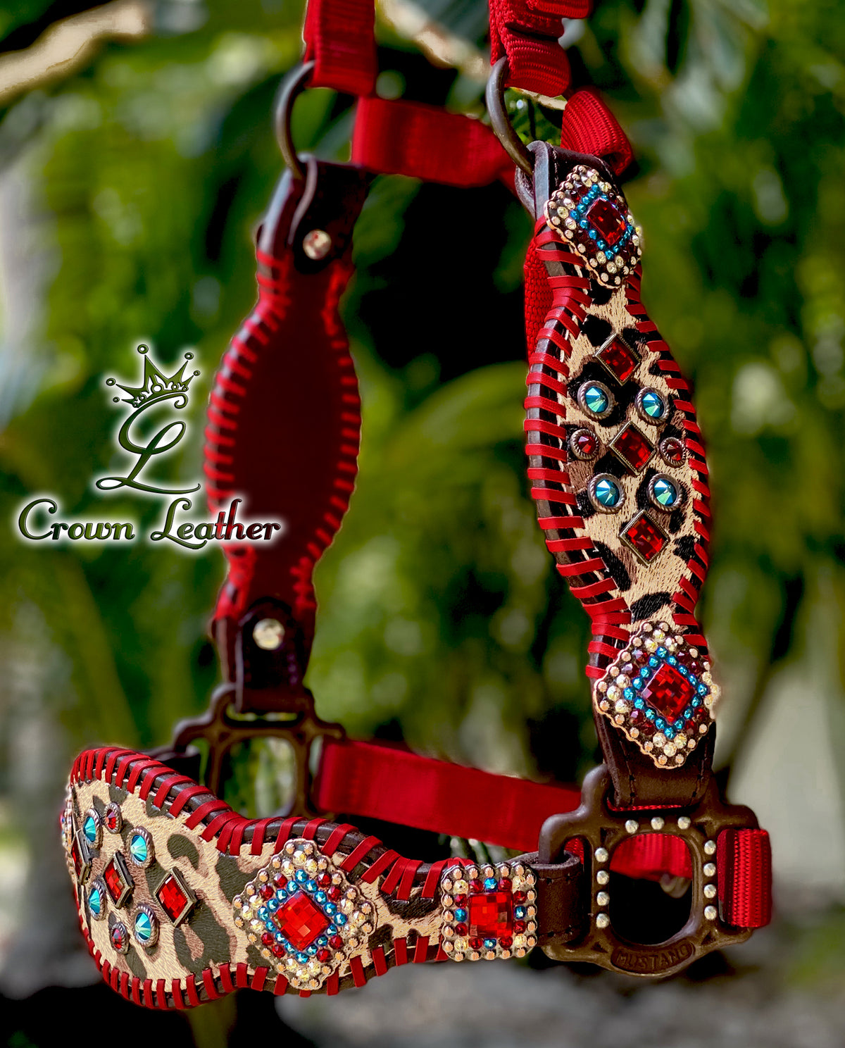 2016 Style Red Leopard Whipstitch Halter image 2