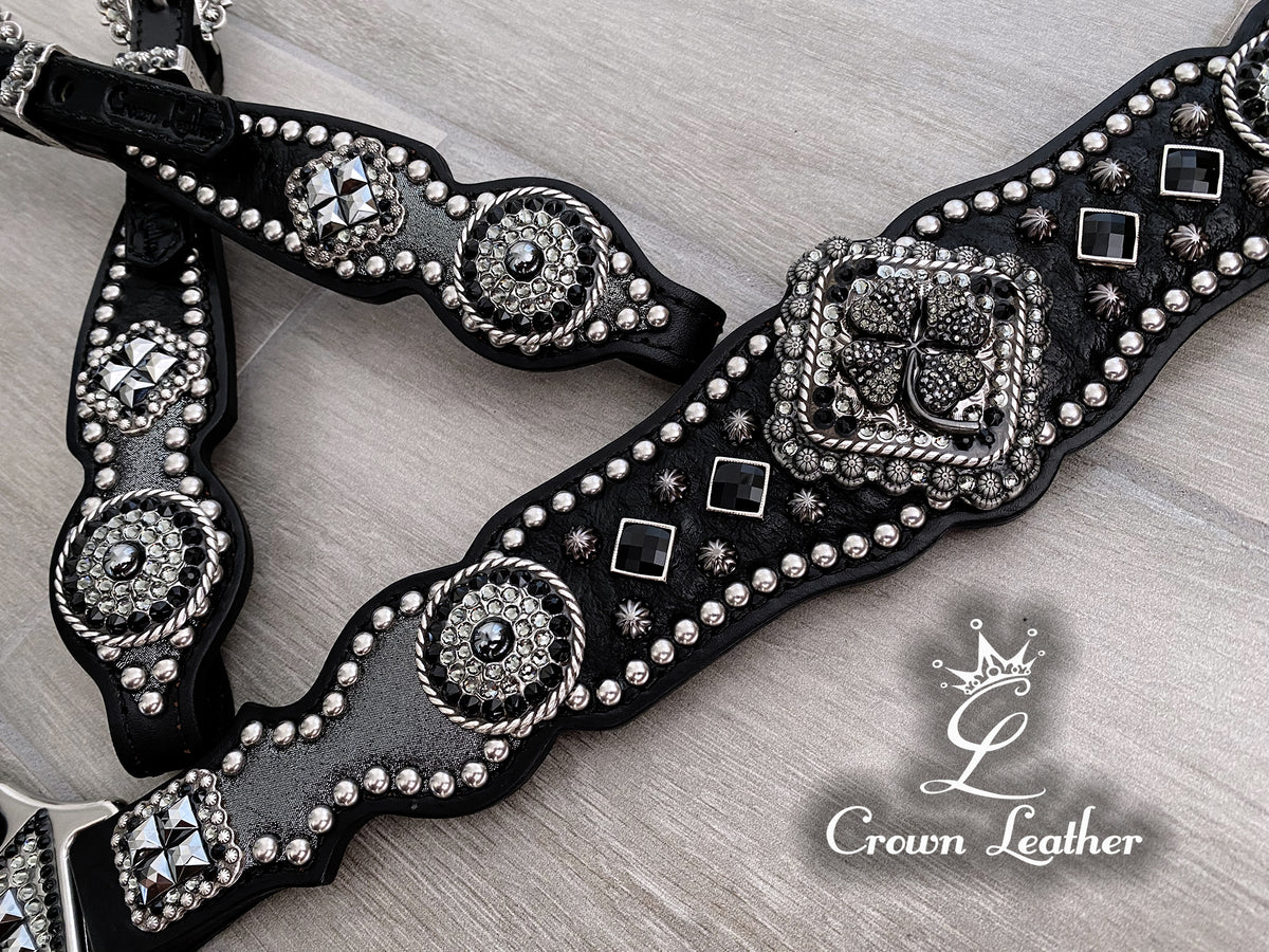Black Elephant & Hematite Clover Set image 0
