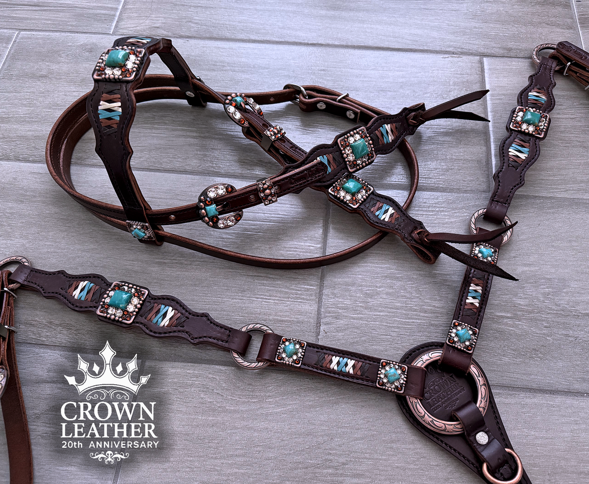 Kingman Turquoise & Crystal Laced Tack Set image 3