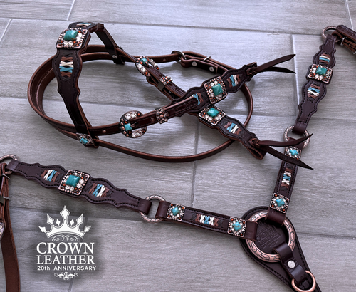 Kingman Turquoise & Crystal Laced Tack Set image 3