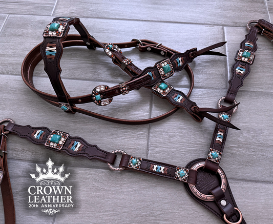 Kingman Turquoise & Crystal Laced Tack Set image 3