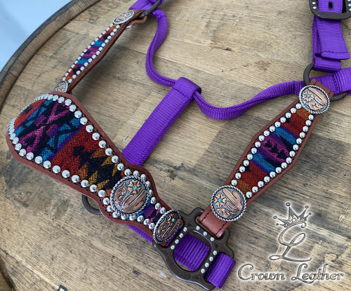 Purple Multi Color Pendleton Wool Halter image 2