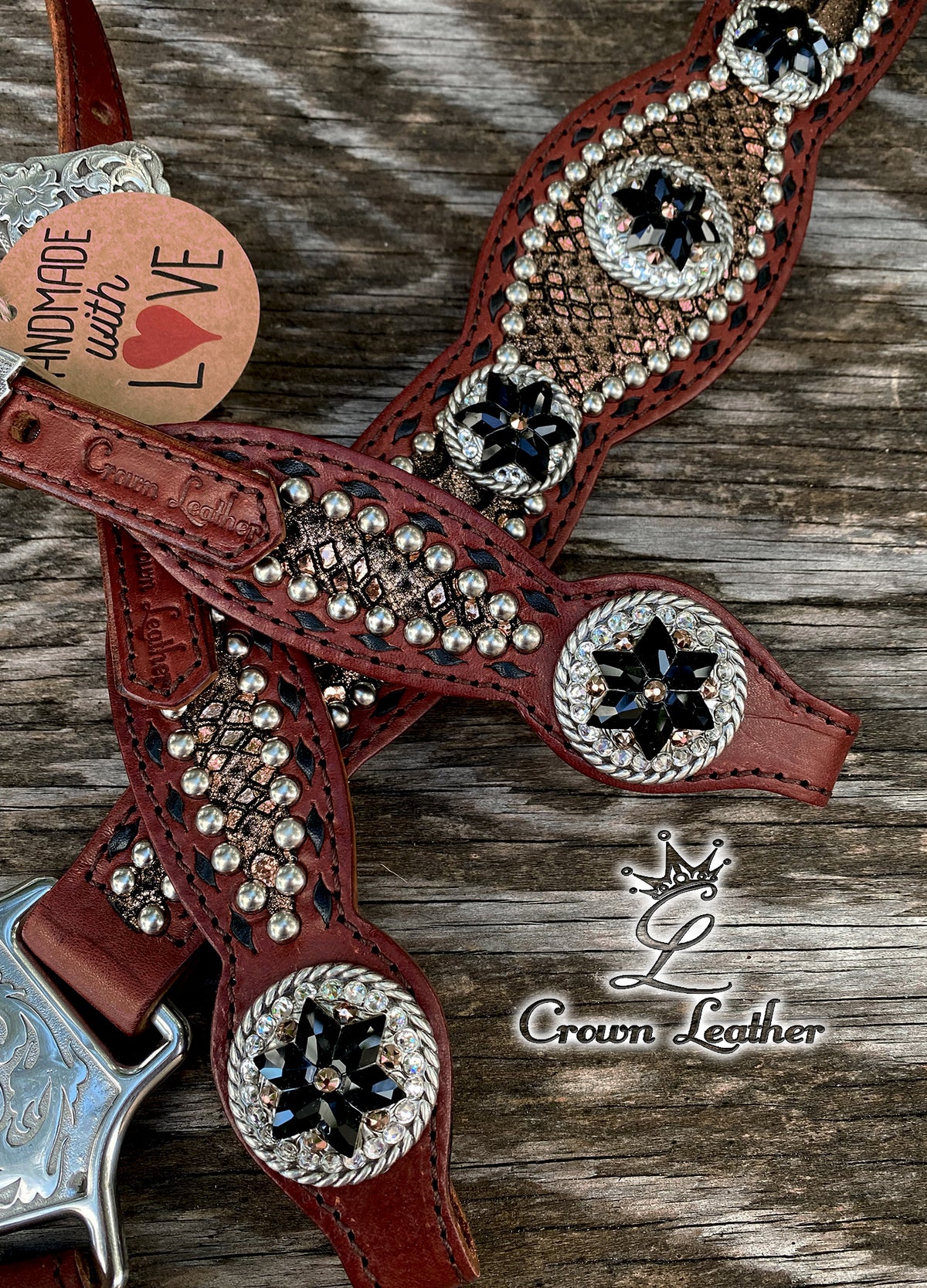 2014-1 Style Rose Gold Black Buckstitch Tack Set image 2
