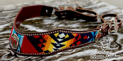 Pendleton Wool Tripping Collar with Handmade Red Thunderbird Hardware image 0