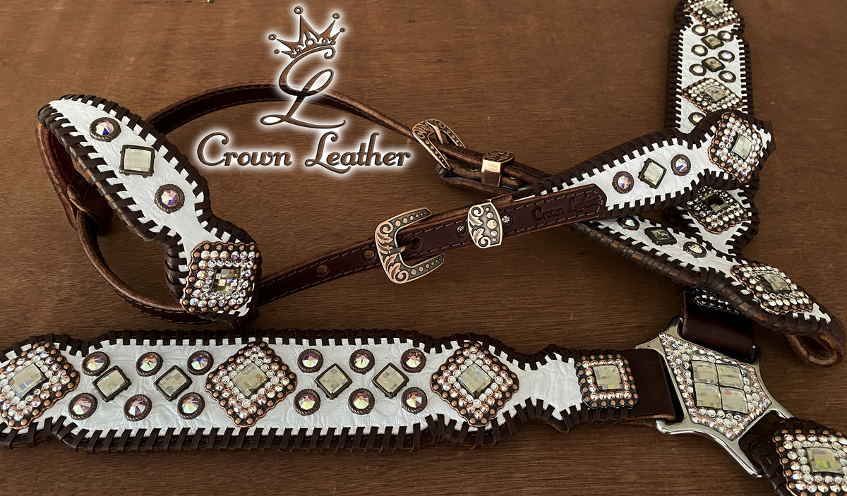 2013 Style White Gator Brown Whipstitch Tack Set image 2