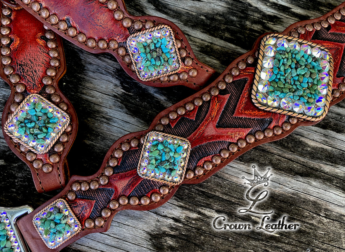 2014 Style Red Bronze Laredo & Turquoise Chip Set image 0
