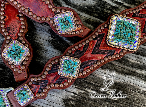 2014 Style Red Bronze Laredo & Turquoise Chip Set image 0