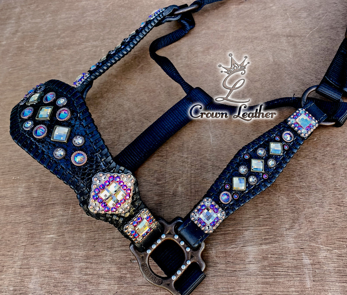 Black Siam Shimmer Crystal Whipstitch Halter image 2