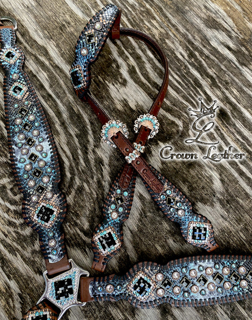 Aqua & White Python Set image 1