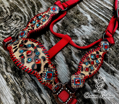 2016 Style Red Leopard Whipstitch Halter image 0