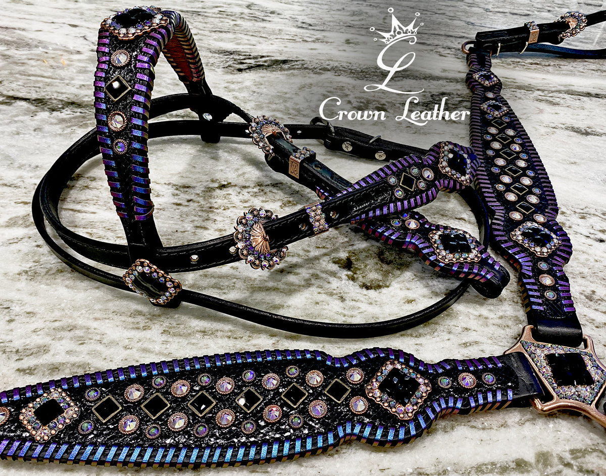 Black Starry Night Color Shifting Whipstitch & Crystal Tack Set image 0