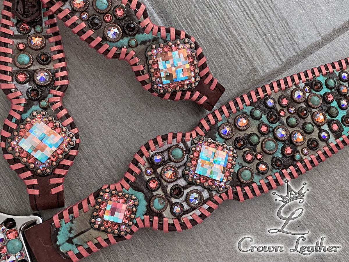 Coral Navajo Confetti Whipstitch Tack Set image 4