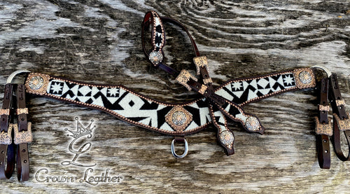 White & Black Pendleton Wool Tripping Collar & Headstall image 2