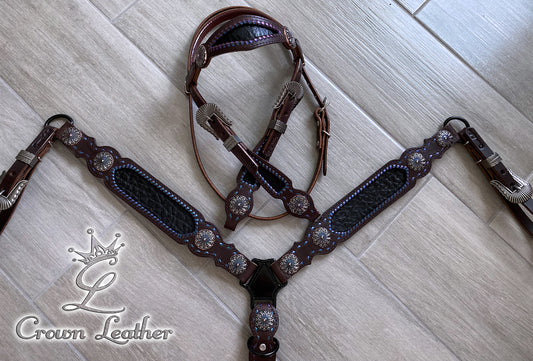 Purple, Pink & Turq. Color Shifting Lace, Buckles & Conchos image 3
