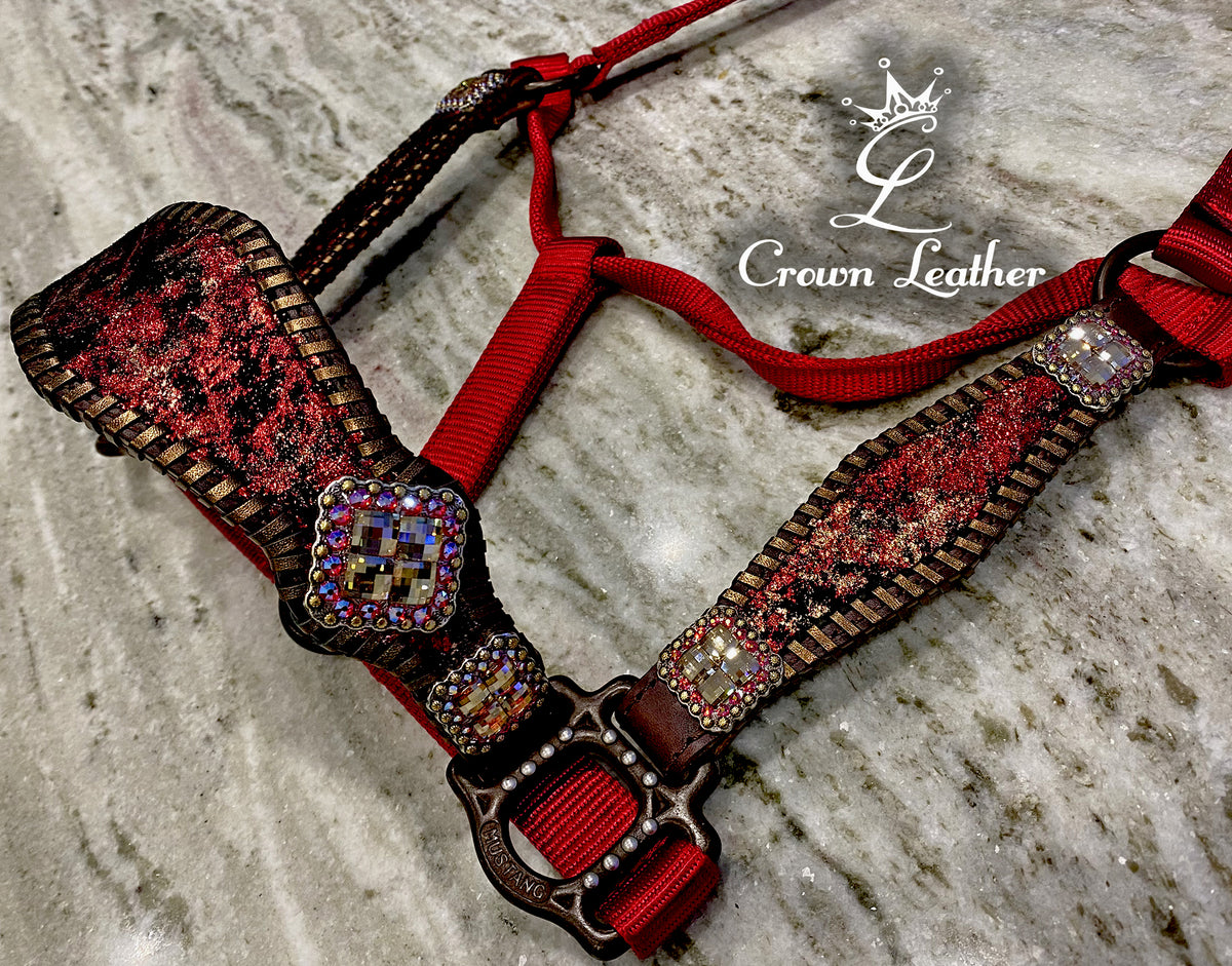 Metallic Red & Bronze Whipstitch Halter image 3