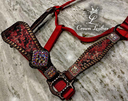 Metallic Red & Bronze Whipstitch Halter image 3