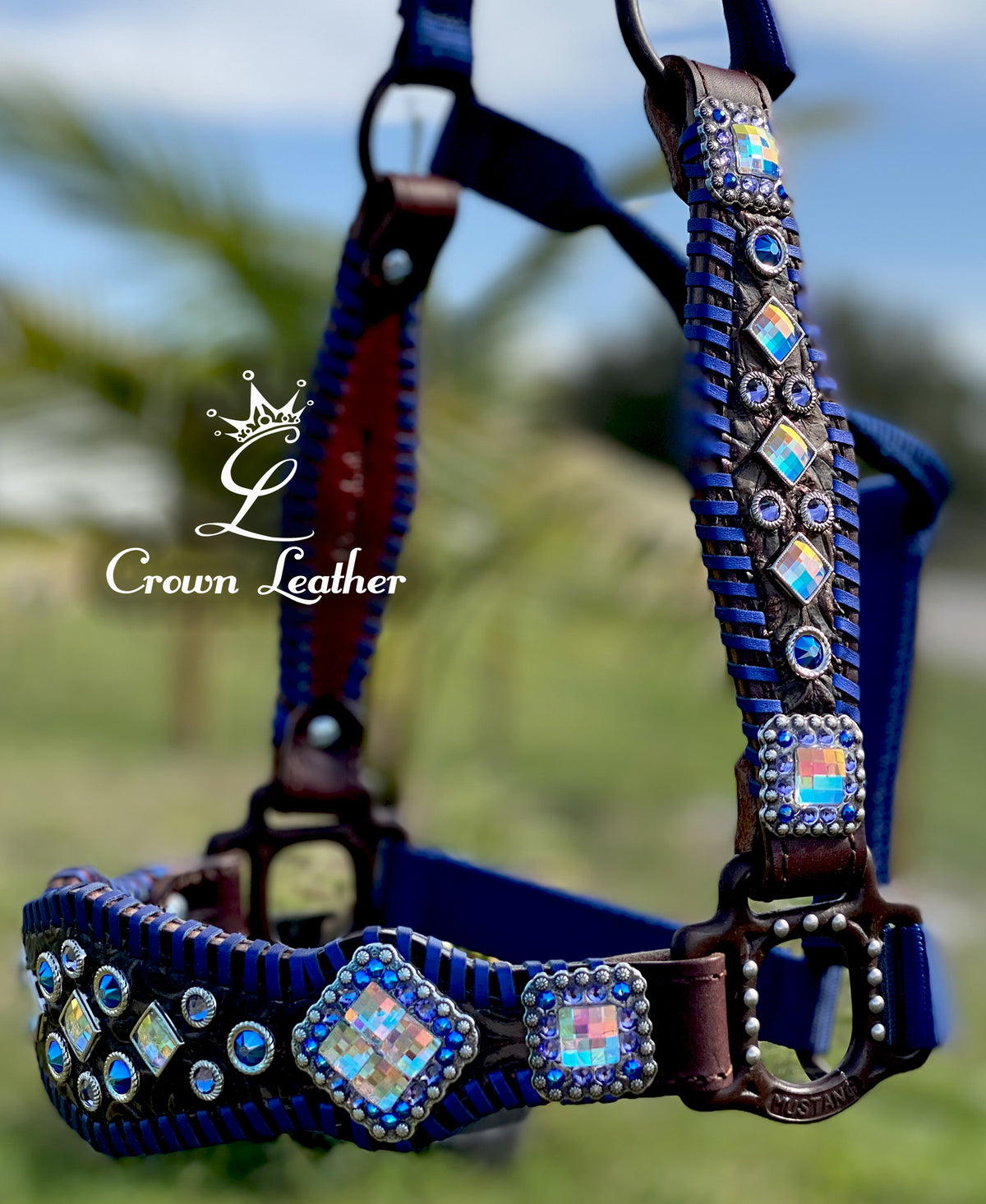 2023 Metallic Blue Whipstitch Crystal Halter image 0