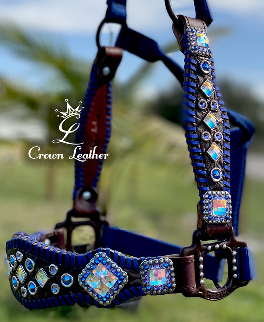 2023 Metallic Blue Whipstitch Crystal Halter image 0